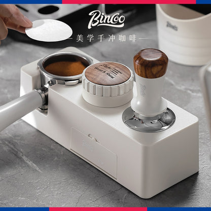 BINCOO Coffee Three-blade Powder Dispenser Elastic Powder Pressing Hammer Italian Coffee Machine Filling and Storage Tool Base Set 51MM/58MM