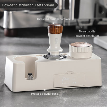 BINCOO Coffee Three-blade Powder Dispenser Elastic Powder Pressing Hammer Italian Coffee Machine Filling and Storage Tool Base Set 51MM/58MM