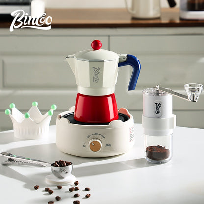 BINCOO Single Valve Moka Pot Home Style Small Coffee Pot Brewing Coffee Set Concentrate Extraction Espresso Machine 1Cup 3Cups 6Cups