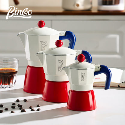 BINCOO Single Valve Moka Pot Home Style Small Coffee Pot Brewing Coffee Set Concentrate Extraction Espresso Machine 1Cup 3Cups 6Cups