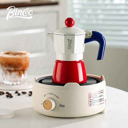 BINCOO Single Valve Moka Pot Home Style Small Coffee Pot Brewing Coffee Set Concentrate Extraction Espresso Machine 1Cup 3Cups 6Cups