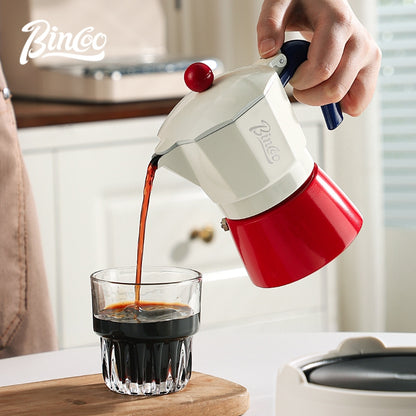 BINCOO Single Valve Moka Pot Home Style Small Coffee Pot Brewing Coffee Set Concentrate Extraction Espresso Machine 1Cup 3Cups 6Cups