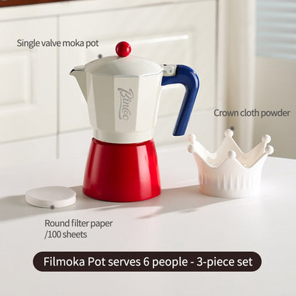 BINCOO Single Valve Moka Pot Home Style Small Coffee Pot Brewing Coffee Set Concentrate Extraction Espresso Machine 1Cup 3Cups 6Cups