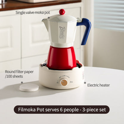 BINCOO Single Valve Moka Pot Home Style Small Coffee Pot Brewing Coffee Set Concentrate Extraction Espresso Machine 1Cup 3Cups 6Cups