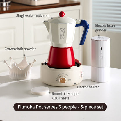 BINCOO Single Valve Moka Pot Home Style Small Coffee Pot Brewing Coffee Set Concentrate Extraction Espresso Machine 1Cup 3Cups 6Cups