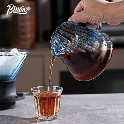 BINCOO Coffee Smart Cup V60 Hand Brewing Coffee Filter Cup Sharing Pot Hand Brewing Set Glass Drip Filter Cup 600ML