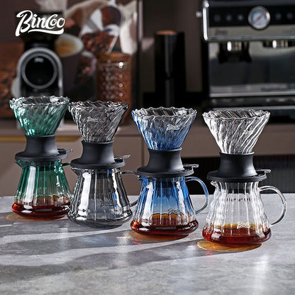 BINCOO Coffee Smart Cup V60 Hand Brewing Coffee Filter Cup Sharing Pot Hand Brewing Set Glass Drip Filter Cup 600ML