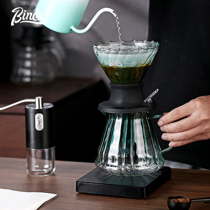 BINCOO Coffee Smart Cup V60 Hand Brewing Coffee Filter Cup Sharing Pot Hand Brewing Set Glass Drip Filter Cup 600ML