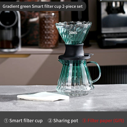 BINCOO Coffee Smart Cup V60 Hand Brewing Coffee Filter Cup Sharing Pot Hand Brewing Set Glass Drip Filter Cup 600ML