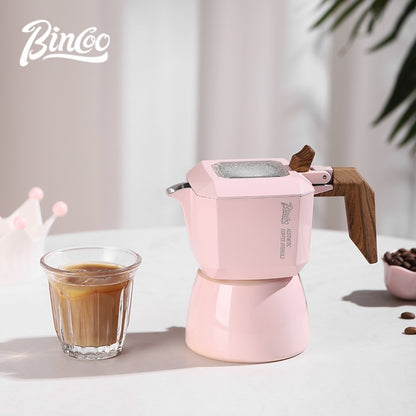 BINCOO Double Valve Moka Pot Gift Set Coffee Pot Manual Grinder Set for Holiday Birthday Best Gift 2Cups