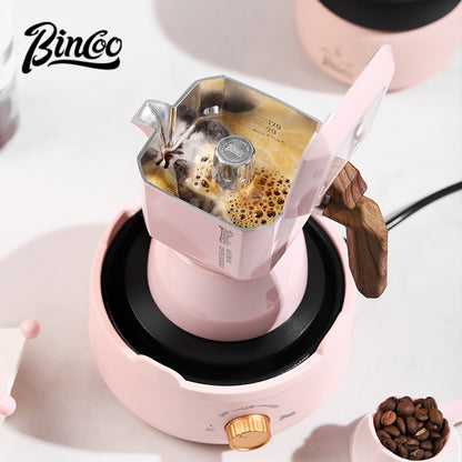 BINCOO Double Valve Moka Pot Gift Set Coffee Pot Manual Grinder Set for Holiday Birthday Best Gift 2Cups