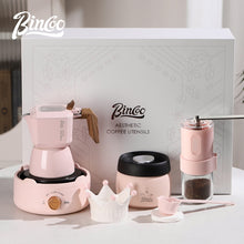 BINCOO Double Valve Moka Pot Gift Set Coffee Pot Manual Grinder Set for Holiday Birthday Best Gift 2Cups