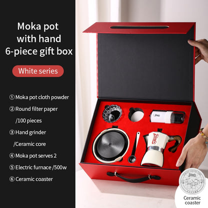 BINCOO Single Valve Moka Pot Gift Box Set Home Small Coffee Pot Espresso Machine for Holidays and Birthdays Best Gift 2Cups 3Cups
