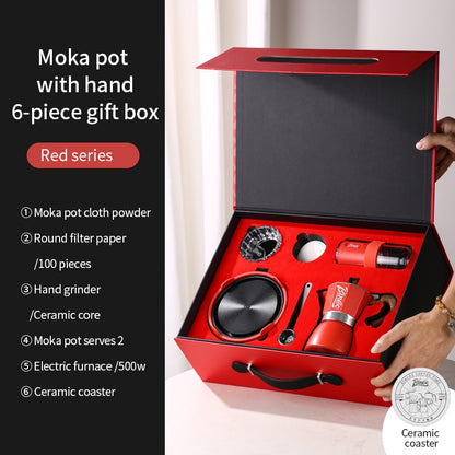 BINCOO Single Valve Moka Pot Gift Box Set Home Small Coffee Pot Espresso Machine for Holidays and Birthdays Best Gift 2Cups 3Cups