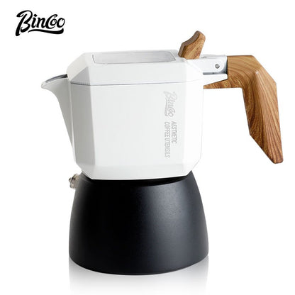 BINCOO Double Valve Moka Pot Set Coffee Pot Italian Home Espresso Coffee Machine Manual Grinder Set with Electric Stove Coffee Utensils 2Cups