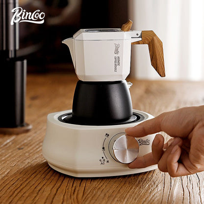 BINCOO Double Valve Moka Pot Set Coffee Pot Italian Home Espresso Coffee Machine Manual Grinder Set with Electric Stove Coffee Utensils 2Cups