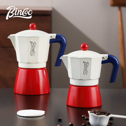 BINCOO Single Valve Moka Pot Extractor Coffee Maker Hand Grinder Coffee Maker Set Home Small Brewing Coffee Pot Suitable for Office Outdoor Traveling 3Cups 6Cups