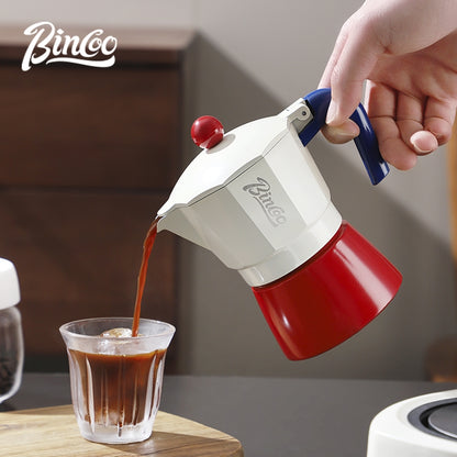 BINCOO Single Valve Moka Pot Extractor Coffee Maker Hand Grinder Coffee Maker Set Home Small Brewing Coffee Pot Suitable for Office Outdoor Traveling 3Cups 6Cups
