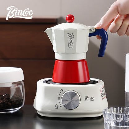 BINCOO Single Valve Moka Pot Extractor Coffee Maker Hand Grinder Coffee Maker Set Home Small Brewing Coffee Pot Suitable for Office Outdoor Traveling 3Cups 6Cups