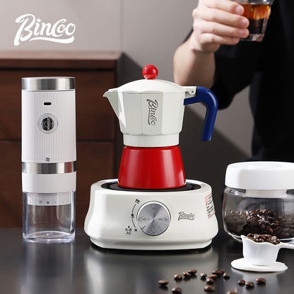 BINCOO Single Valve Moka Pot Extractor Coffee Maker Hand Grinder Coffee Maker Set Home Small Brewing Coffee Pot Suitable for Office Outdoor Traveling 3Cups 6Cups