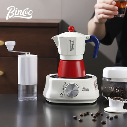 BINCOO Single Valve Moka Pot Extractor Coffee Maker Hand Grinder Coffee Maker Set Home Small Brewing Coffee Pot Suitable for Office Outdoor Traveling 3Cups 6Cups