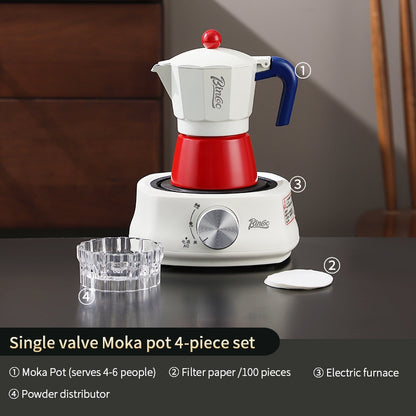 BINCOO Single Valve Moka Pot Extractor Coffee Maker Hand Grinder Coffee Maker Set Home Small Brewing Coffee Pot Suitable for Office Outdoor Traveling 3Cups 6Cups