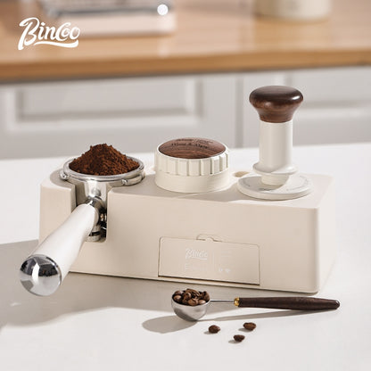 BINCOO Threaded Tamper Italian Elastic Force Tamper with Wooden Handle Coffee Utensil 51MM/58MM