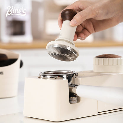 BINCOO Threaded Tamper Italian Elastic Force Tamper with Wooden Handle Coffee Utensil 51MM/58MM