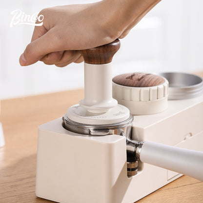 BINCOO Threaded Tamper Italian Elastic Force Tamper with Wooden Handle Coffee Utensil 51MM/58MM