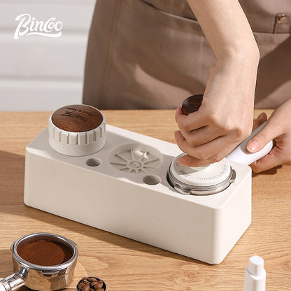 BINCOO Threaded Tamper Italian Elastic Force Tamper with Wooden Handle Coffee Utensil 51MM/58MM