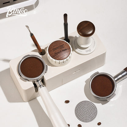 BINCOO Threaded Tamper Italian Elastic Force Tamper with Wooden Handle Coffee Utensil 51MM/58MM