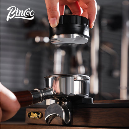 BINCOO Italian Three pulp Powder Spreader Wooden Handle Elastic Powder Pressing Hammer Stainless Steel Coffee Utensils Accessories 51MM/58MM