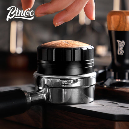 BINCOO Italian Three pulp Powder Spreader Wooden Handle Elastic Powder Pressing Hammer Stainless Steel Coffee Utensils Accessories 51MM/58MM