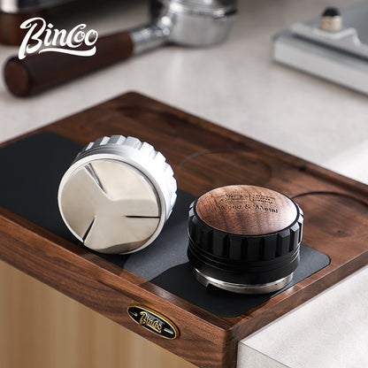 BINCOO Italian Three pulp Powder Spreader Wooden Handle Elastic Powder Pressing Hammer Stainless Steel Coffee Utensils Accessories 51MM/58MM