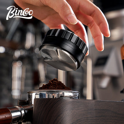 BINCOO Italian Three pulp Powder Spreader Wooden Handle Elastic Powder Pressing Hammer Stainless Steel Coffee Utensils Accessories 51MM/58MM