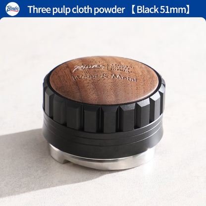 BINCOO Italian Three pulp Powder Spreader Wooden Handle Elastic Powder Pressing Hammer Stainless Steel Coffee Utensils Accessories 51MM/58MM