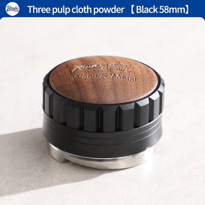 BINCOO Italian Three pulp Powder Spreader Wooden Handle Elastic Powder Pressing Hammer Stainless Steel Coffee Utensils Accessories 51MM/58MM