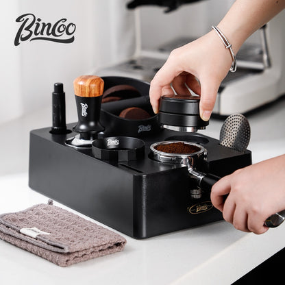 BINCOO Multifunctional Coffee Press Base Coffee Cracker Holder Coffee Presser Cloth Powder Set Espresso Machine Utensils 51MM/58MM