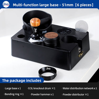 BINCOO Multifunctional Coffee Press Base Coffee Cracker Holder Coffee Presser Cloth Powder Set Espresso Machine Utensils 51MM/58MM