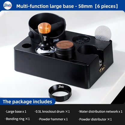 BINCOO Multifunctional Coffee Press Base Coffee Cracker Holder Coffee Presser Cloth Powder Set Espresso Machine Utensils 51MM/58MM