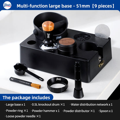 BINCOO Multifunctional Coffee Press Base Coffee Cracker Holder Coffee Presser Cloth Powder Set Espresso Machine Utensils 51MM/58MM