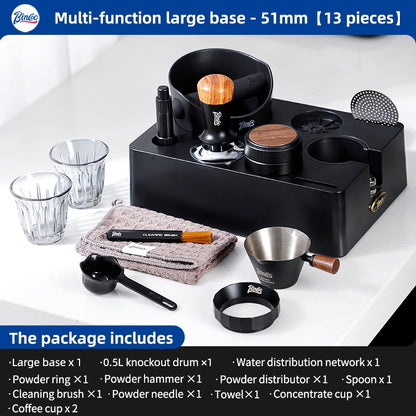 BINCOO Multifunctional Coffee Press Base Coffee Cracker Holder Coffee Presser Cloth Powder Set Espresso Machine Utensils 51MM/58MM