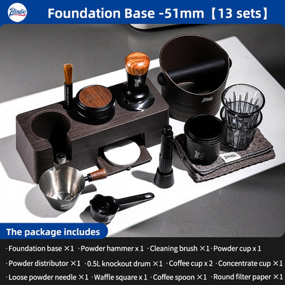 BINCOO Multifunctional Coffee Press Base Coffee Cracker Box Espresso Bar Press Hammer Set Coffee Machine Utensils 51MM/58MM