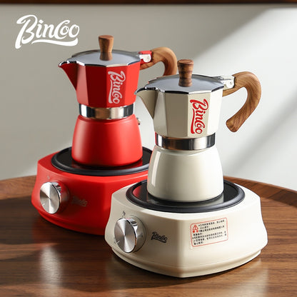 BINCOO Single Valve Moka Pot with Electric Ceramic Stove Coffee Maker Set Home Espresso Hand-brewed Coffee Pot Coffee Utensils 3Cups/6Cups