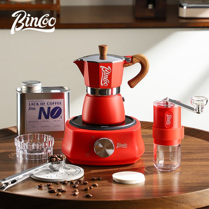 BINCOO Single Valve Moka Pot with Electric Ceramic Stove Coffee Maker Set Home Espresso Hand-brewed Coffee Pot Coffee Utensils 3Cups/6Cups