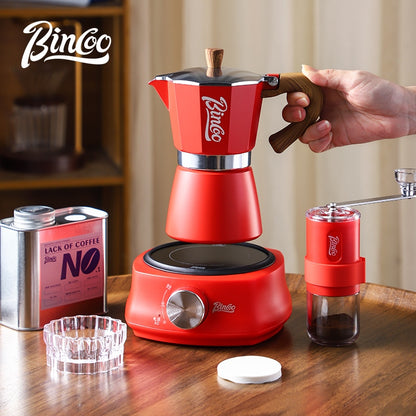 BINCOO Single Valve Moka Pot with Electric Ceramic Stove Coffee Maker Set Home Espresso Hand-brewed Coffee Pot Coffee Utensils 3Cups/6Cups