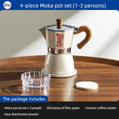 BINCOO Single Valve Moka Pot with Electric Ceramic Stove Coffee Maker Set Home Espresso Hand-brewed Coffee Pot Coffee Utensils 3Cups/6Cups