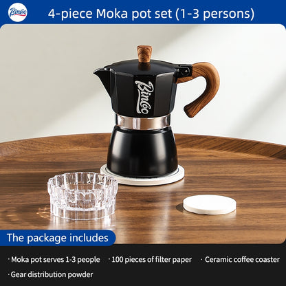 BINCOO Single Valve Moka Pot with Electric Ceramic Stove Coffee Maker Set Home Espresso Hand-brewed Coffee Pot Coffee Utensils 3Cups/6Cups