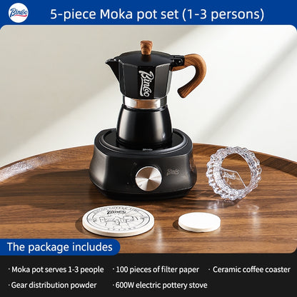 BINCOO Single Valve Moka Pot with Electric Ceramic Stove Coffee Maker Set Home Espresso Hand-brewed Coffee Pot Coffee Utensils 3Cups/6Cups