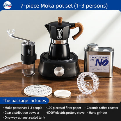 BINCOO Single Valve Moka Pot with Electric Ceramic Stove Coffee Maker Set Home Espresso Hand-brewed Coffee Pot Coffee Utensils 3Cups/6Cups